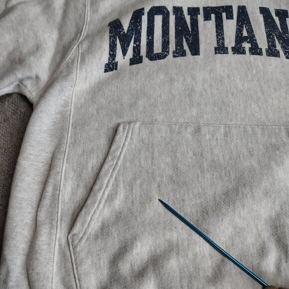 Champion Reverse Weave MONTANA Hoodie Small Grey Heathered - Picture 7 of 12